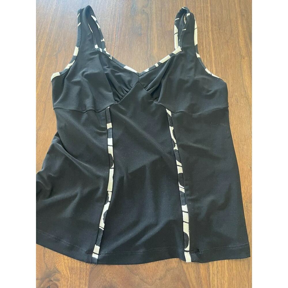 Nueva Womens 4 Sleeveless blouse black and white casual dress tank stretch